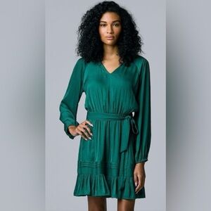 Simply Vera Vera Wang Teal Long Sleeve Dress XL $109 Anthropologie